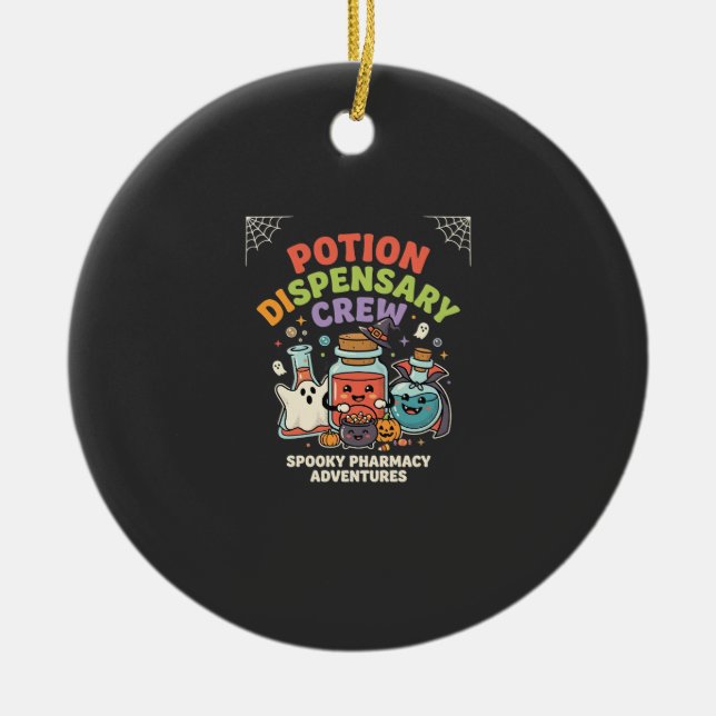 Halloween Pharmacy Potion Crew Ceramic Tree Decoration (Front)