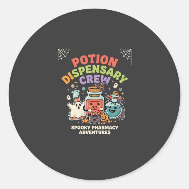 Halloween Pharmacy Potion Crew Classic Round Sticker (Front)