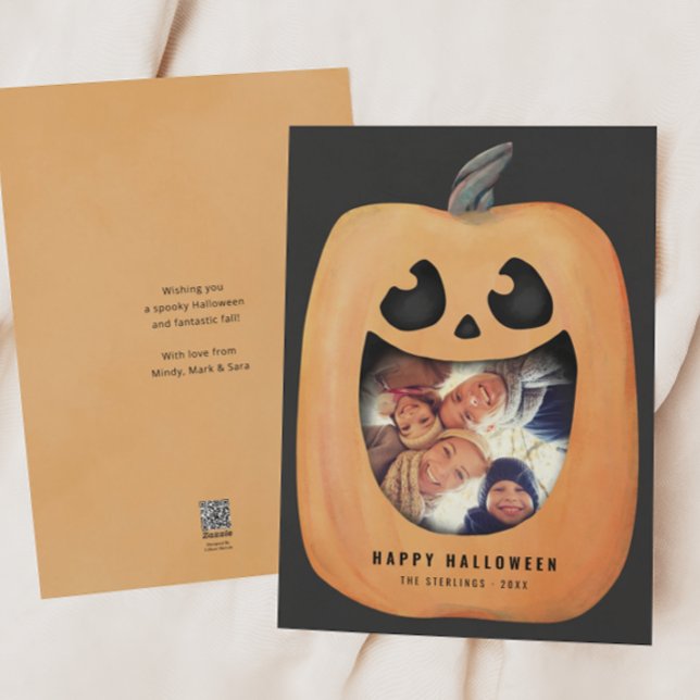 Halloween Photo Card with Jack O Lantern Pumpkin (Creator Uploaded)