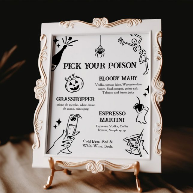 Halloween Pick Your Poison Cocktail Sign Poster (Creator Uploaded)