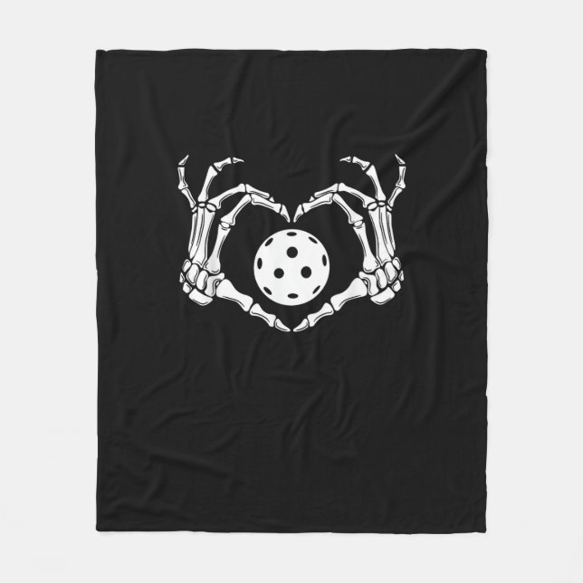 Halloween Pickle Skeleton Heart Hands Fleece Blanket (Front)