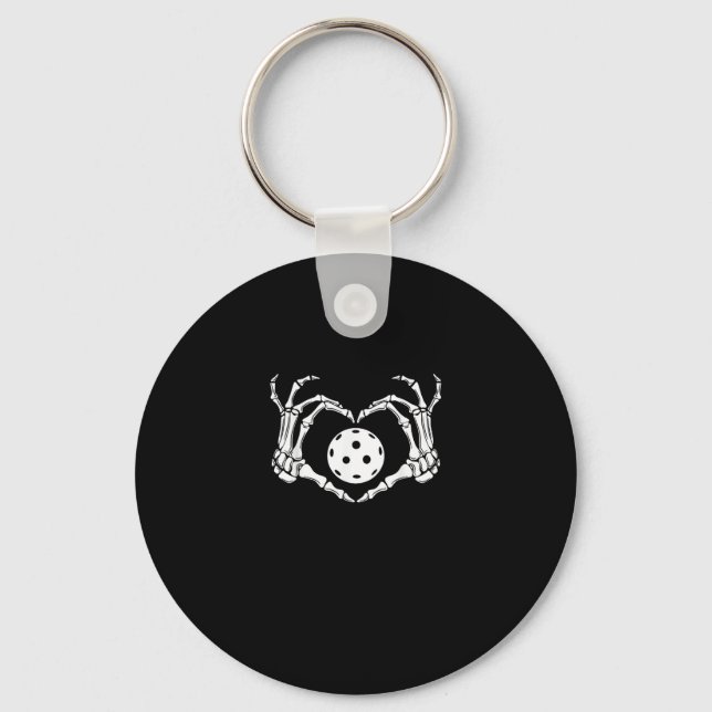 Halloween Pickle Skeleton Heart Hands Key Ring (Front)