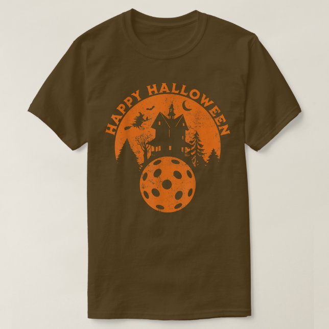 Halloween Pickleball Costume Haunted  T-Shirt (Design Front)