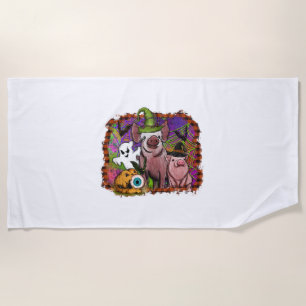 Halloween Pigs Beach Towel