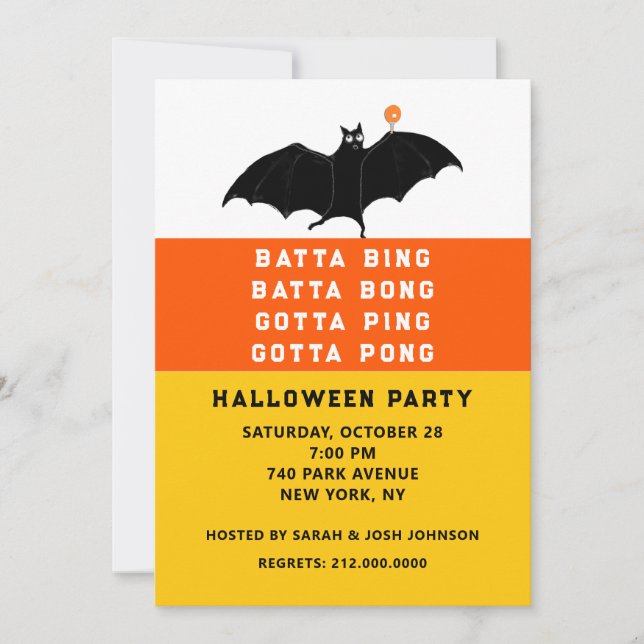Halloween Ping-Pong Party Invitations (Front)