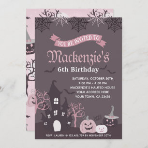 Halloween Pink and Black Invitation