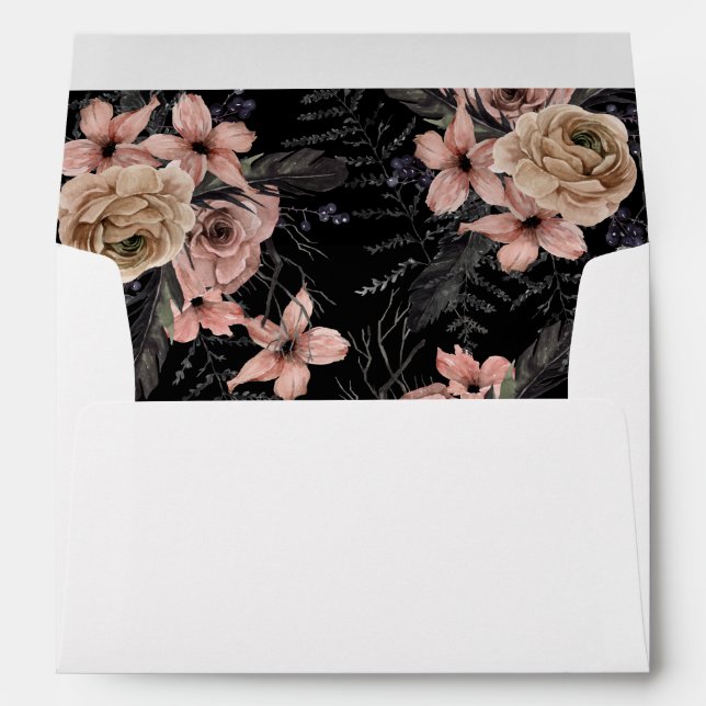Halloween Pink & Black Floral 2 Envelope (Back (Bottom))