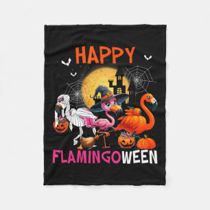 Halloween Pink Flamingo Costume Skeleton Witch  Fleece Blanket
