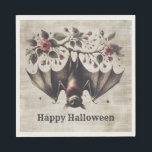 Halloween Pink Flowers Evil Bat Green Leaves Napkin<br><div class="desc">Halloween Pink Flowers Evil Bat Green Leaves Napkins. Easy to be customised to your preference. Great for parties and celebrations. Matching items available. Happy Halloween.</div>