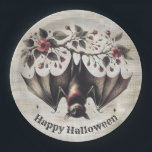 Halloween Pink Flowers Evil Bat Green Leaves Paper Plate<br><div class="desc">Halloween Pink Flowers Evil Bat Green Leaves Paper Plates. Unique,  beautiful,  stylish design. Easy to be personalised. Font style,  size and colours can be changed. Matching items are available.</div>