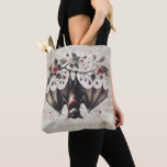 Halloween Pink Flowers Evil Bat Green Leaves Tote Bag<br><div class="desc">Halloween Pink Flowers Evil Bat Green Leaves Tote Bag. Unique,  beautiful,  stylish design. Easy to be personalised. Font style,  size,  and colours can be changed. Matching items are available.</div>