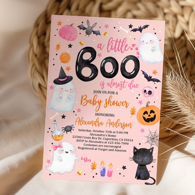 Halloween Pink Ghost Baby Shower Invitation Boo (Creator Uploaded)
