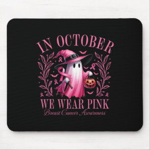 Halloween Pink Ghost In October We Wear Pink Breas Mouse Pad