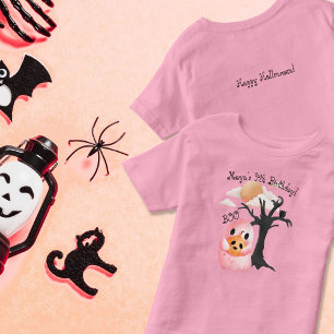 Halloween Pink Ghost Spooky 4th Birthday  Toddler T-Shirt