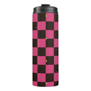 Halloween Pink Plaid Star Pattern Thermal Tumbler
