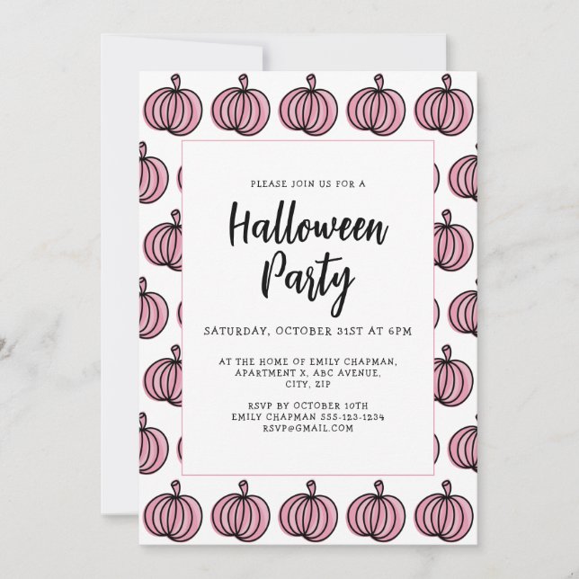 Halloween pink pumpkin invitation (Front)