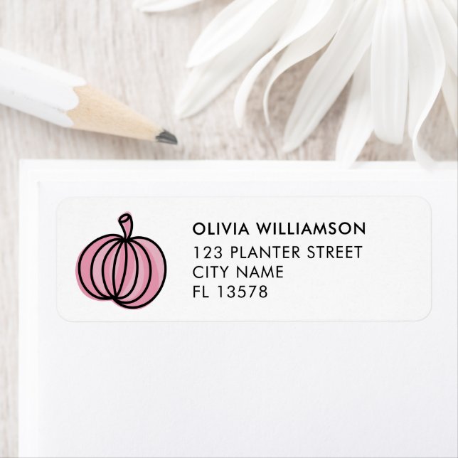 Halloween Pink Pumpkin Return Address Label (Insitu)