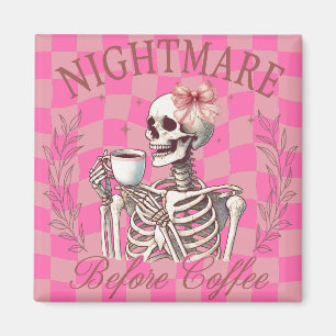 Halloween Pink Skeleton Coffee Magnet