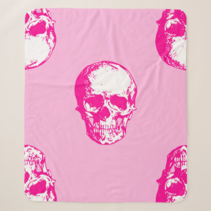 halloween pink skull gothic sherpa blanket