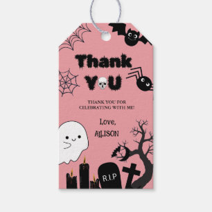 Halloween Pink Spooky Thank You Birthday Gift Tags