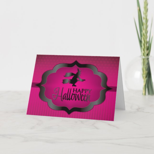 Halloween pink witch card (Front)