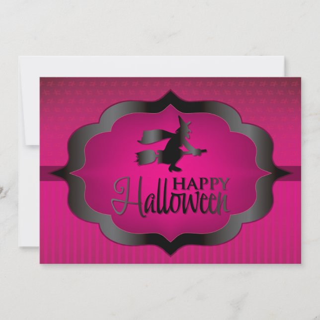 Halloween pink witch card (Front)