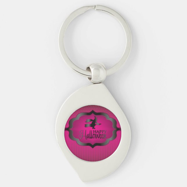Halloween pink witch key ring (Front)