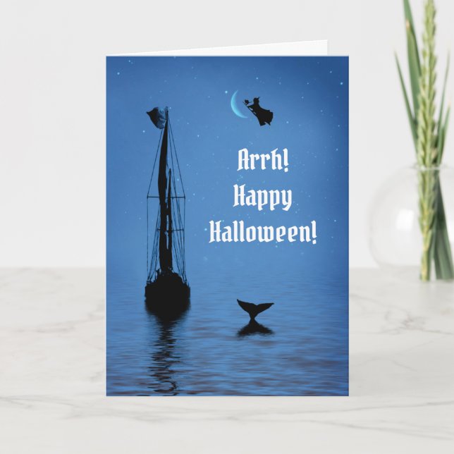 Halloween Pirate and Witch Nautical Sea Card (Front)