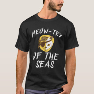 Halloween Pirate Cat Kitten Skulls Cross Bones Eye T-Shirt