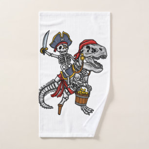 Halloween Pirate Dinosaur Skeleton Hand Towel