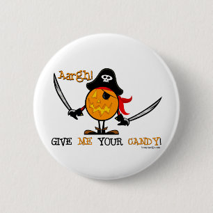 Halloween Pirate Pumpkin 6 Cm Round Badge