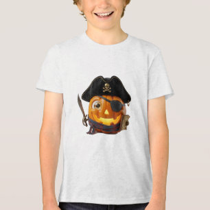 Halloween Pirate Pumpkin Fall Adventure Art Tri-Blend Shirt