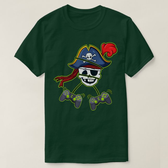 Halloween Pirate Skeleton Video Controllers Boys T-Shirt (Design Front)