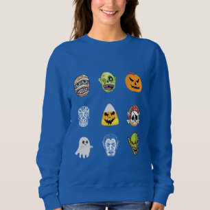 Halloween Pirate Skeleton Zombie Mummy Funny Faces Sweatshirt