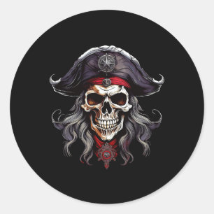 Halloween Pirate Skull Classic Round Sticker