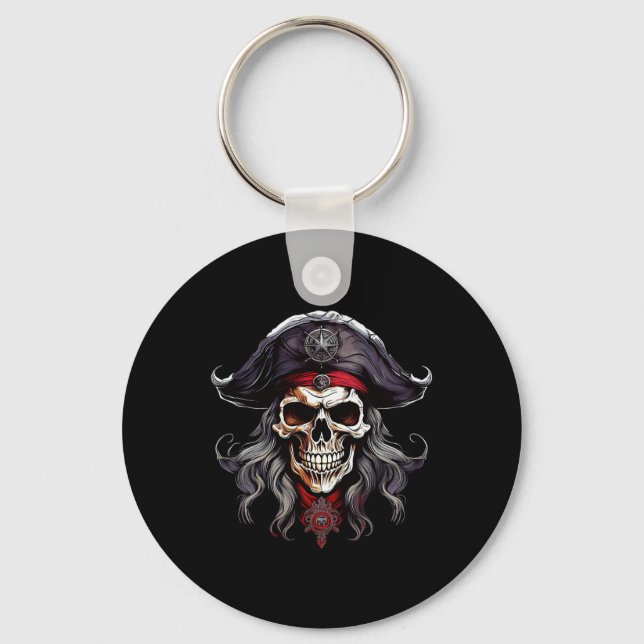 Halloween Pirate Skull  Key Ring (Front)