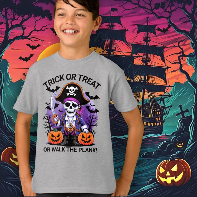 Halloween Pirate Trick or Treat or Walk the Plank T-Shirt (Creator Uploaded)