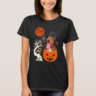 Halloween Pitbull Dog Sitting In Scary Pumpkins O T-Shirt