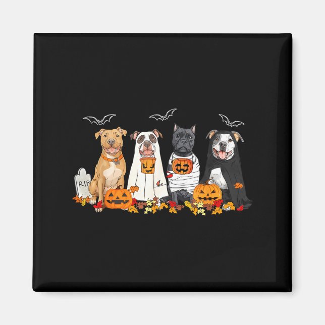 Halloween Pitbull Ghost Dogs Magnet (Front)