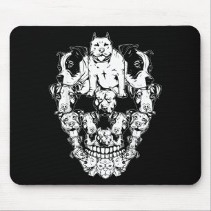 Halloween Pitbull Skull Skeleton Pitbull Dog Mouse Pad