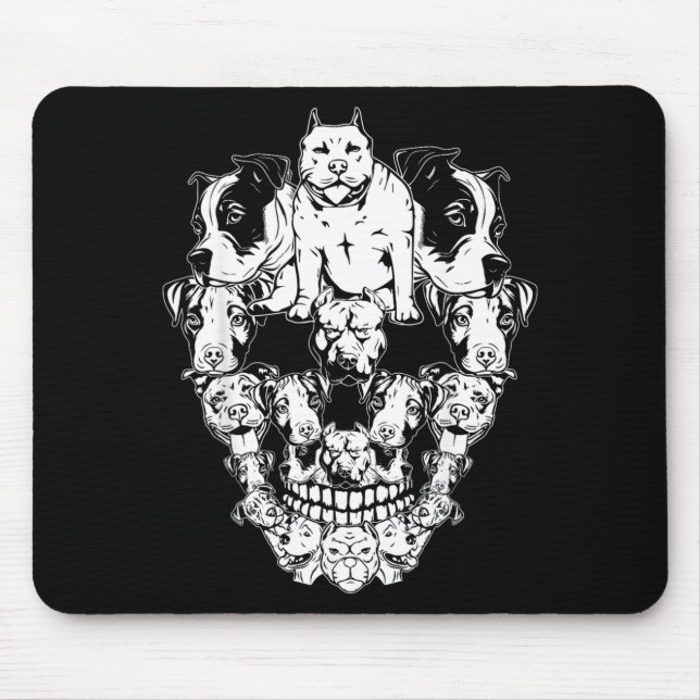 Halloween Pitbull Skull Skeleton Pitbull Dog Mouse Pad (Front)