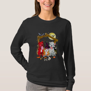 Halloween Pitbull Witch Pumpkin Mummy Pitbull Dog T-Shirt