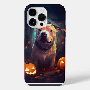 Halloween Pitbull With Pumpkins Scary iPhone 14 Pro Max Case