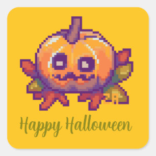 Halloween, Pixelart Pumpkin Halloween Square Sticker