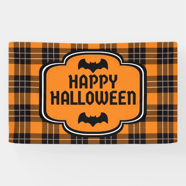 Halloween Plaid Pattern Banner (Horizontal)