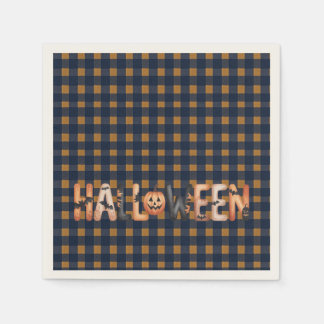 Halloween Plaid Pumpkin Napkin