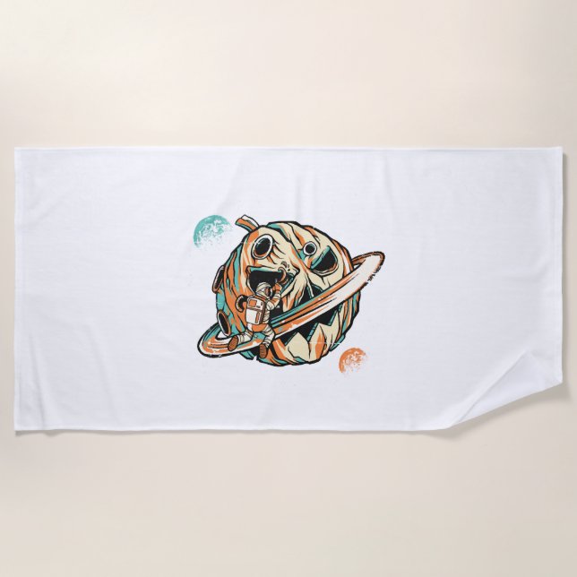 Halloween Planet Beach Towel (Front)