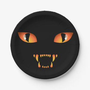 Halloween Plates Spooky Black Cat Paper Plates