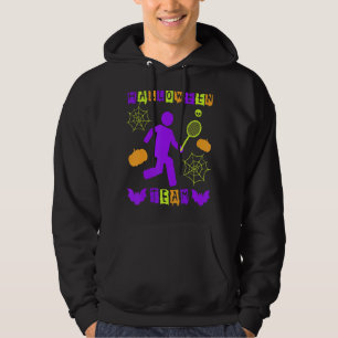 Halloween Playing Tennis Team Sport Spooky Broom Hoodie