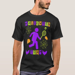 Halloween Playing Tennis Team Sport Spooky Broom T-Shirt